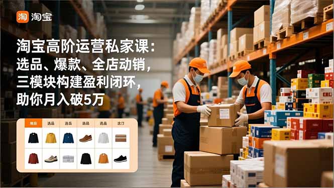 淘宝高阶运营私家课：选品、爆款、全店动销，三模块构建盈利闭环，助你月入破5万(更新12月-愛營銷俱樂部