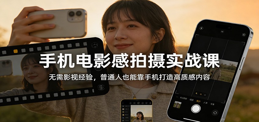 图片[1]-手机电影感拍摄实战课：无需影视经验，普通人也能靠手机打造高质感内容-愛營銷俱樂部