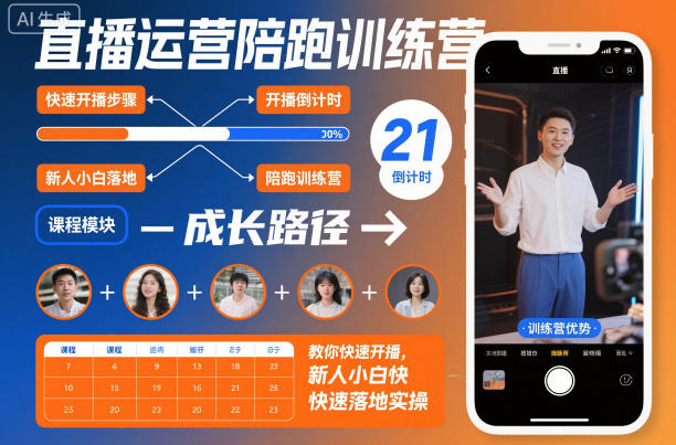 直播运营陪跑训练营，教你快速开播，新人小白快速落地实操-愛營銷俱樂部