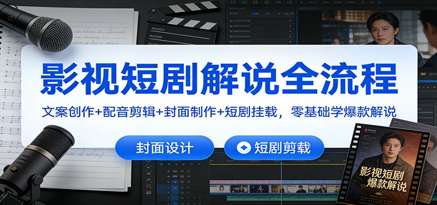 影视短剧解说全流程：文案创作+配音剪辑+封面制作+短剧挂载，零基础学爆款解说-愛營銷俱樂部