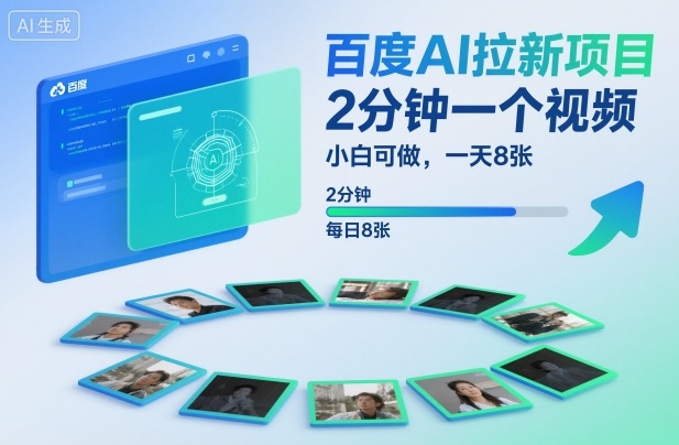 百度AI拉新项目，2分钟一个视频，小白可做，一天8张【附案例+保姆级教程】-愛營銷俱樂部