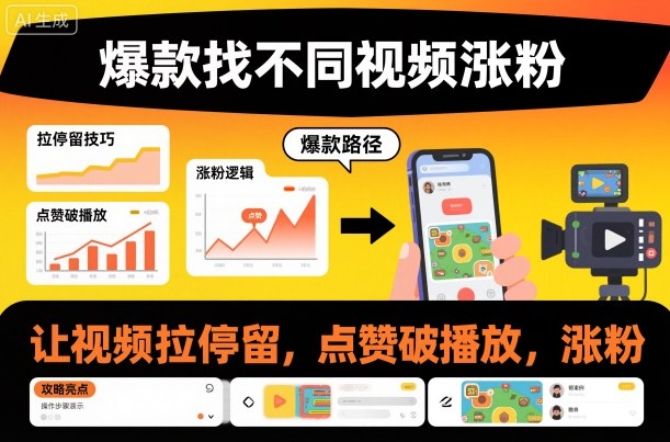 爆款找不同视频涨粉，让视频拉停留，实现点赞，破播放，涨粉-愛營銷俱樂部