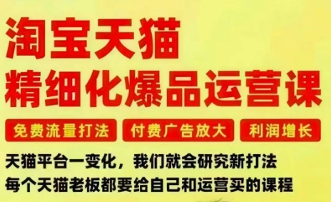 淘宝天猫精细化爆品运营课，免费流量打法-付费广告放大-利润增长-三大核心痛点，一次全部解决-愛營銷俱樂部