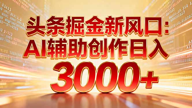 头条掘金新风口：AI辅助创作日入3000+，矩阵玩法当天启动隔天见效-愛營銷俱樂部