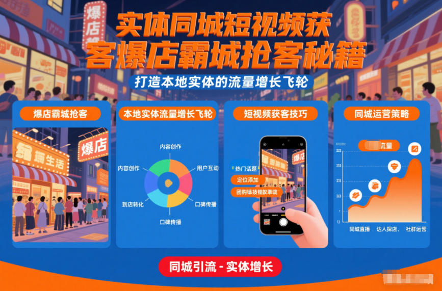 实体同城短视频获客爆店霸城抢客秘籍，打造本地实体的流量增长飞轮-愛營銷俱樂部