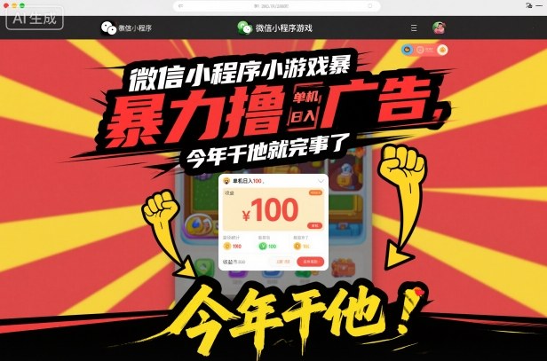 微信小程序小游戏暴力撸广告，单机日入100，今年干他就完事了-愛營銷俱樂部