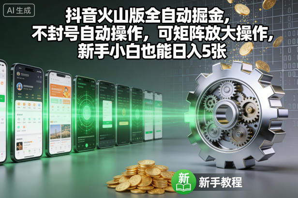 抖音火山版全自动掘金，不封号自动操作，可矩阵放大操作，新手小白也能日入5张【揭秘】-愛營銷俱樂部