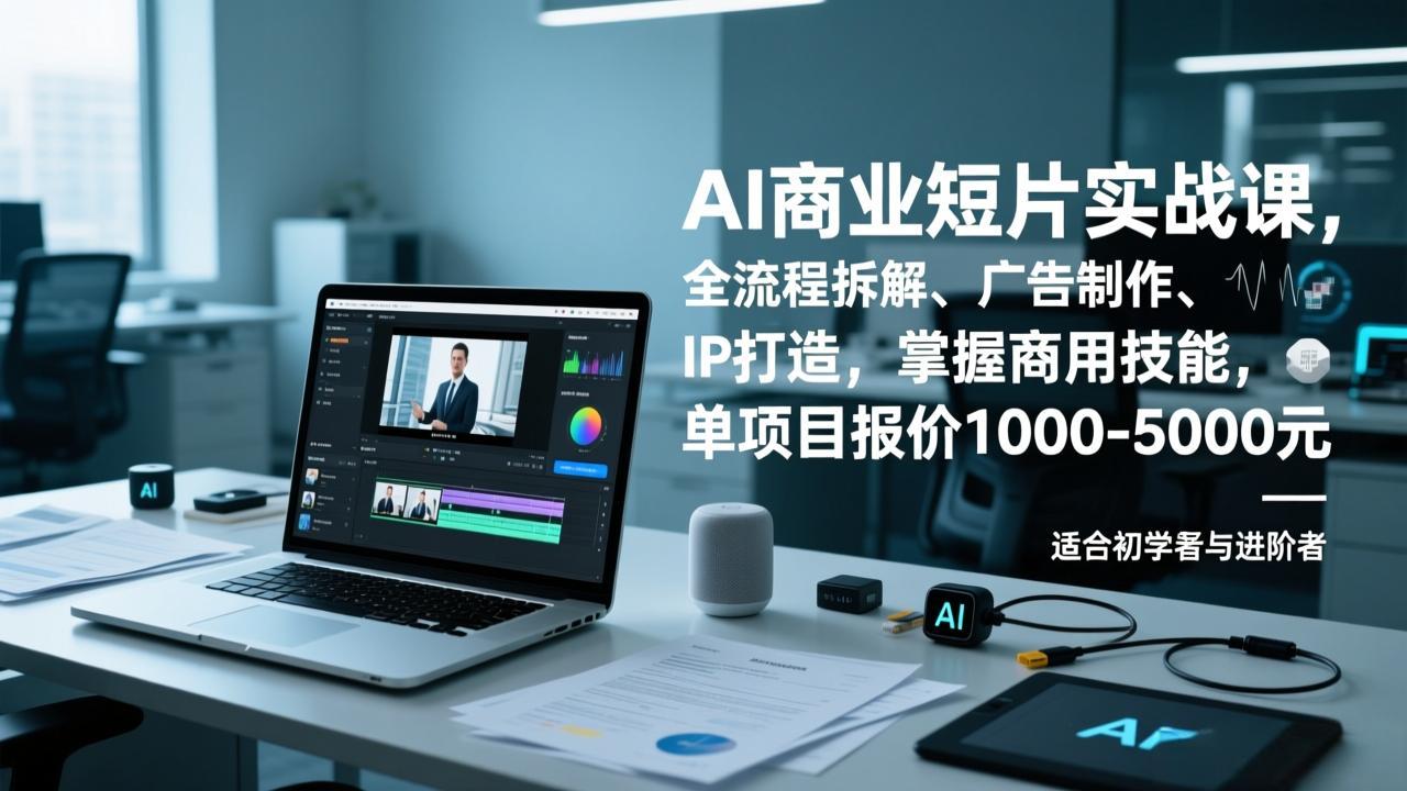 AI商业短片实战课，全流程拆解、广告制作、IP打造，掌握商用技能，单项目报价1000-5000元-愛營銷俱樂部