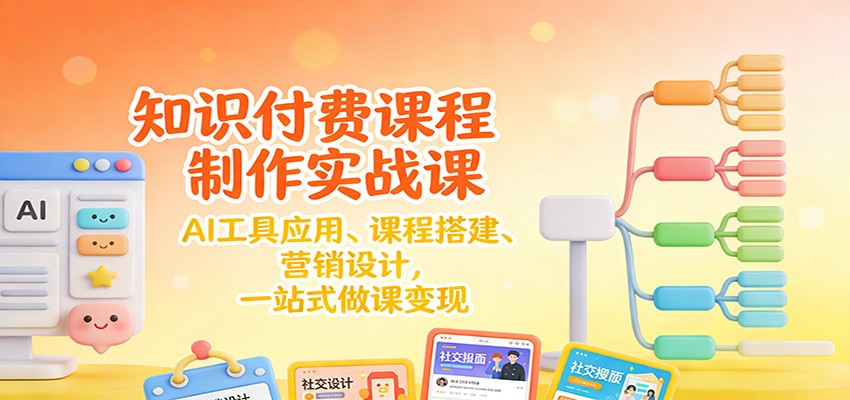 知识付费课程制作实战课：AI工具应用 、课程搭建、营销设计，一站式做课变现-愛營銷俱樂部