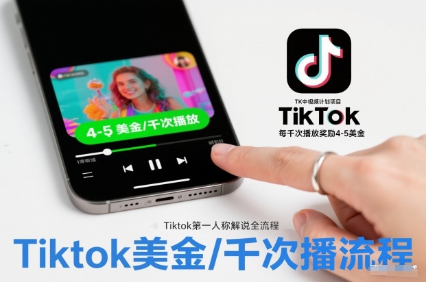 TK中视频计划项目，Tiktok第一人称解说流程，每干次播放奖励4-5美金-愛營銷俱樂部