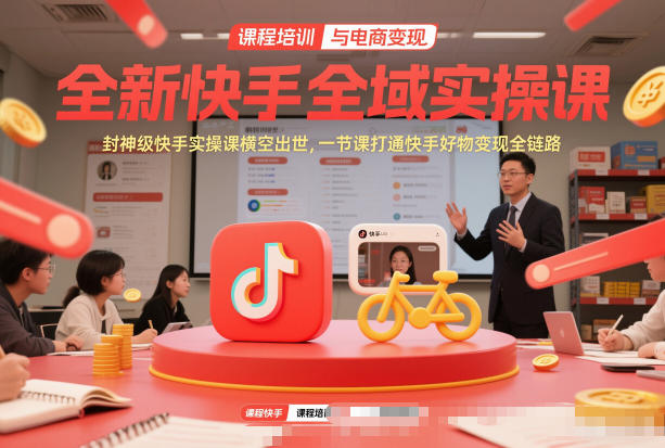 全新快手全域实操课，封神级快手实操课横空出世，一节课打通快手好物变现全链路-愛營銷俱樂部