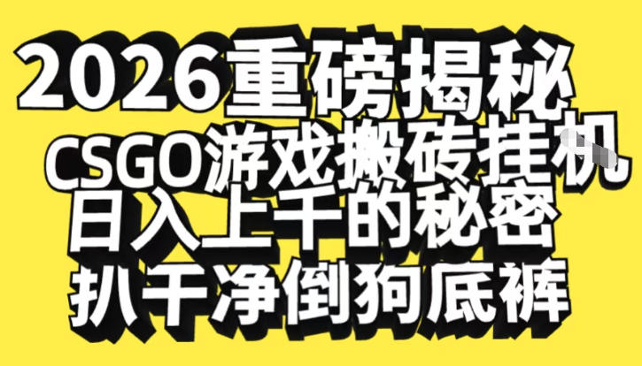 2026开年重磅解密，CSGO游戏搬砖挂G日入1k+的秘密，把倒狗的底裤扒干【揭秘】-愛營銷俱樂部