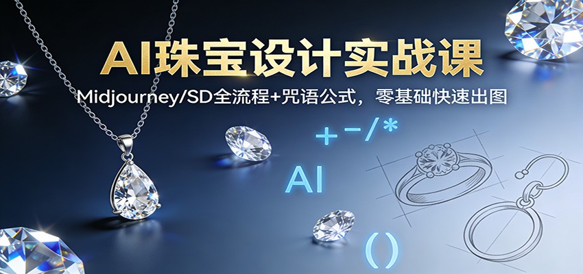AI珠宝设计实战课：Midjourney/SD全流程+咒语公式，零基础快速出图-愛營銷俱樂部