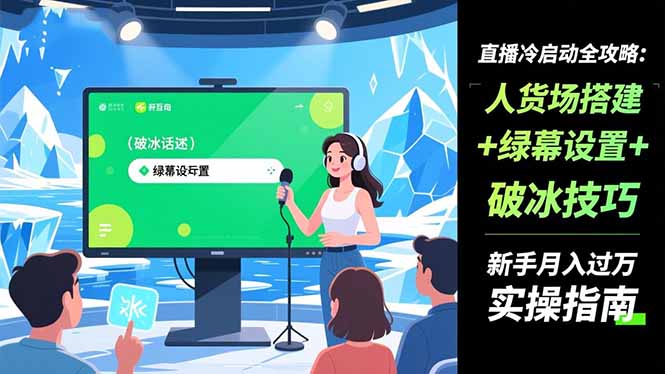 直播冷启动全攻略:人货场搭建+绿幕设置+破冰技巧，新手月入过万实操指南-愛營銷俱樂部