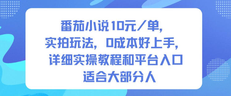 番茄小说10米每单，实拍玩法，0成本好上手，详细实操教程和平台入口适合大部分人-愛營銷俱樂部