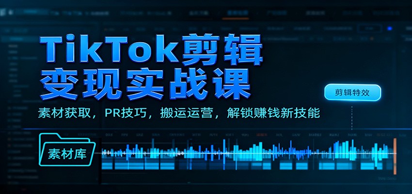 TikTok剪辑变现实战课：素材获取，PR技巧，搬运运营，解锁赚钱新技能-愛營銷俱樂部