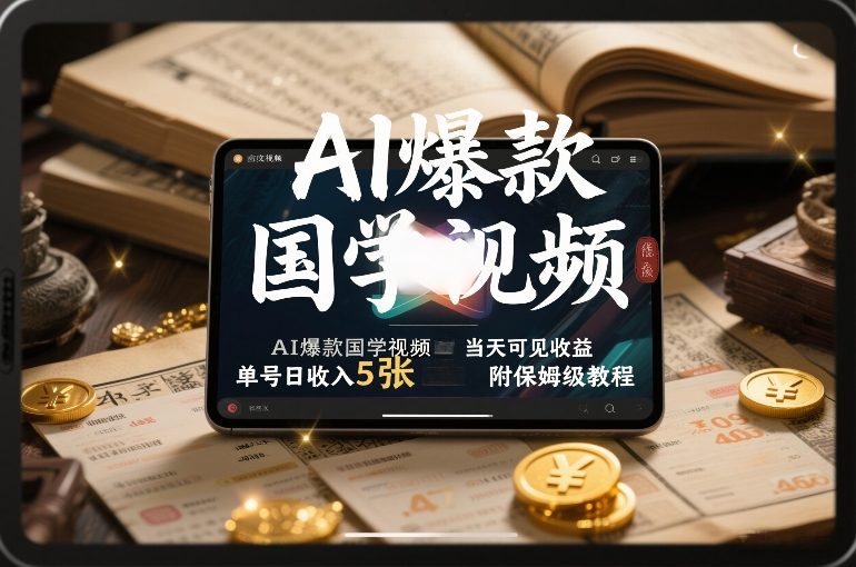 AI爆款国学视频，独家起号方法，小白直接上手，当天可见收益，单号日收入5张+附保姆级教程-愛營銷俱樂部